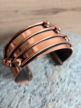 Vintage Modernist Brutalist Genuine Copper Bangle Cuff Bracelet